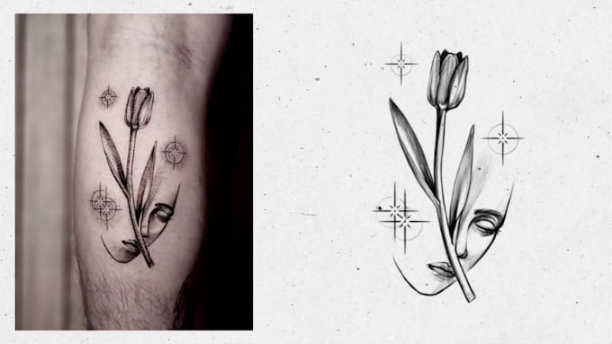 draw custom fine line and blackwork tattoo design