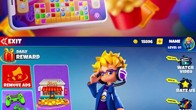 Expert game ui design, stunning ui ux for mobile, pc games design ...