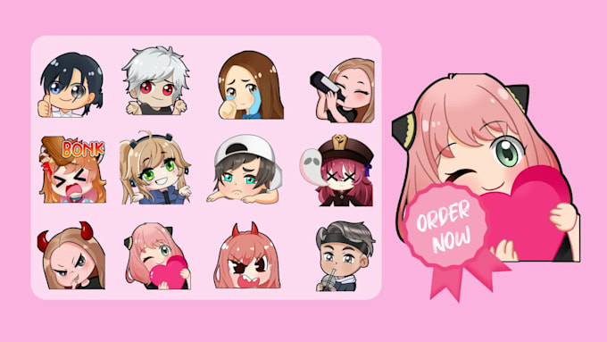 create cute custom twitch emotes for streamers