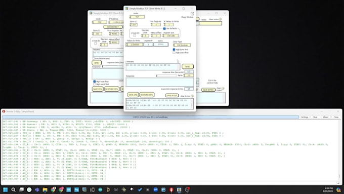 write code to implement modbus rtu and tcp protocol