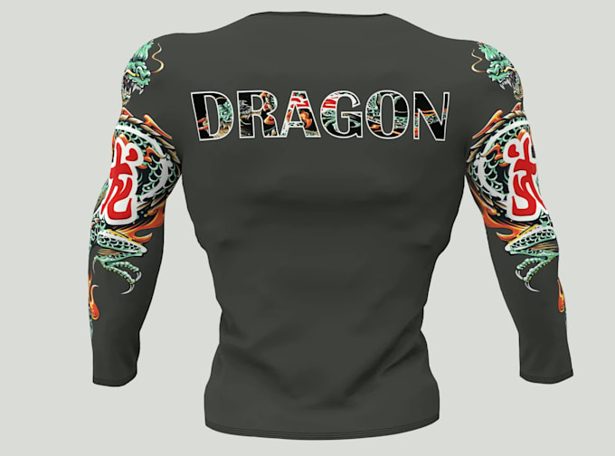 Customized dragon designed rash guard or sublimated dragon rashguard by ...