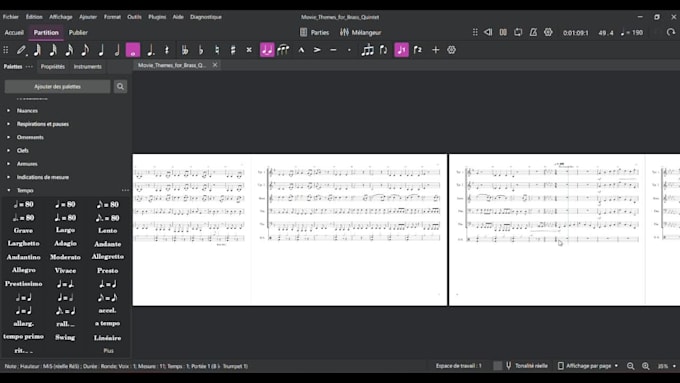to arrange and rewrite music score for solo or for band