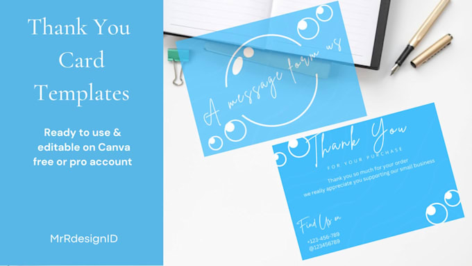 thank you card templates simple blue bubble