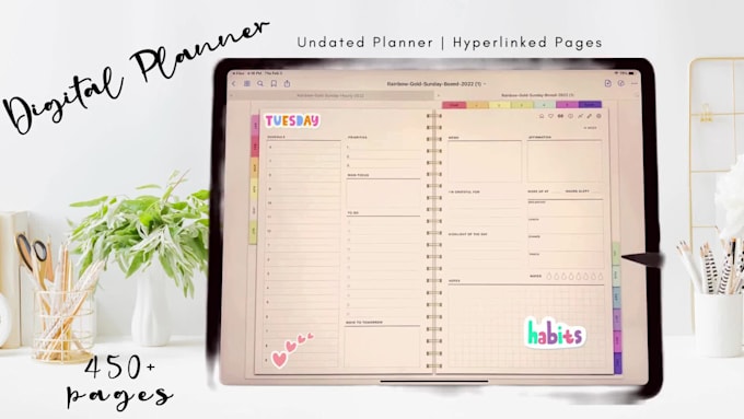 design digital, planners and journals for  etsy, goodnotes