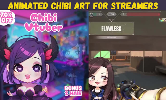 draw animated chibi art twitch emotes anime chibi vtuber chibi pngtuber model
