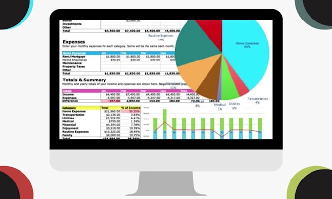 create excel budget spreadsheet planner, productivity tracker for etsy store