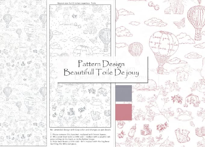 design cute toile de jouy seamless patterns for textiles