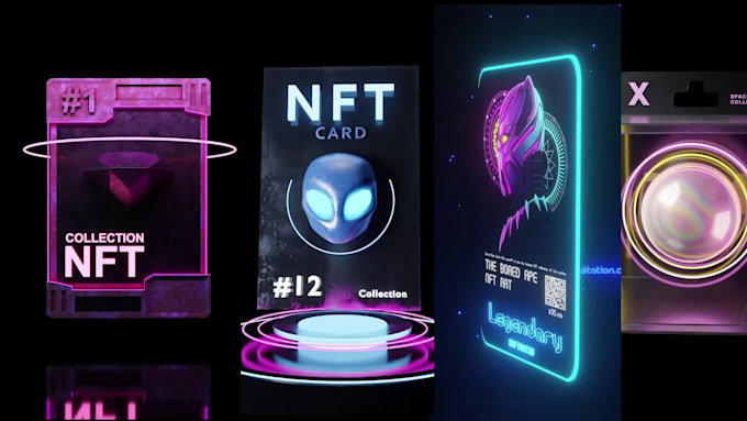 create promotional trading nft ads, crypto 3d card animation