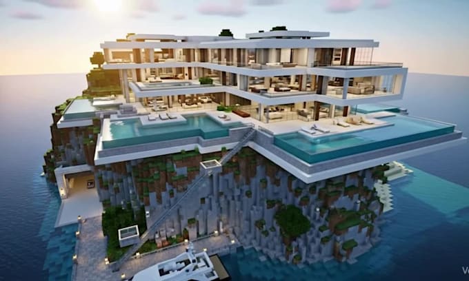 Custom minecraft map hub spawn lobby minigame build with custom biome ...