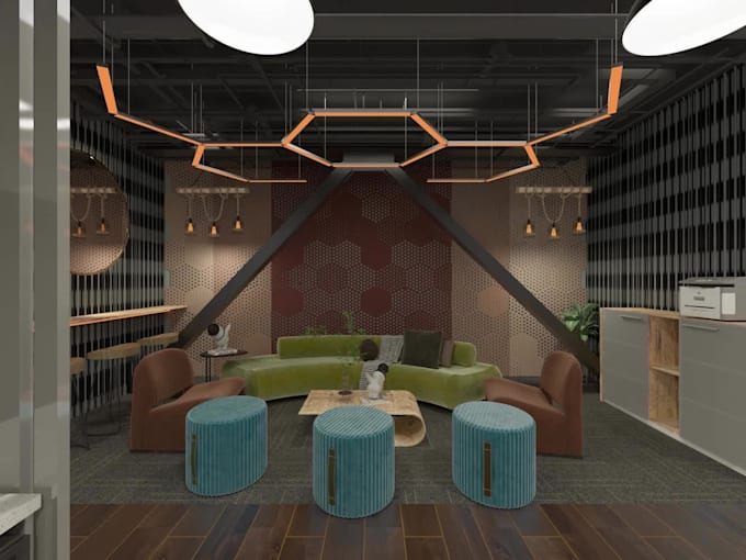 design office, gym and workplace spaces
