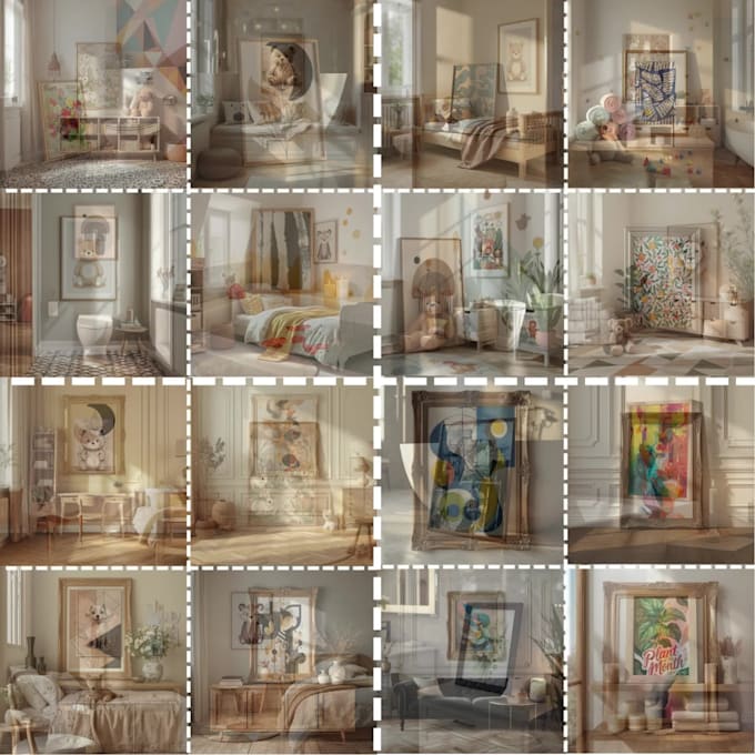 create canva or PSD mockup templates for wall art and posters