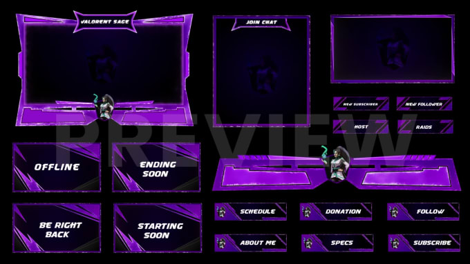 Create custom animated twitch stream overlays, panels, alerts, header ...