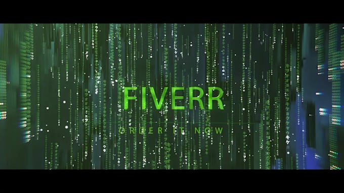 create a cinematic logo animation on a matrix movie level