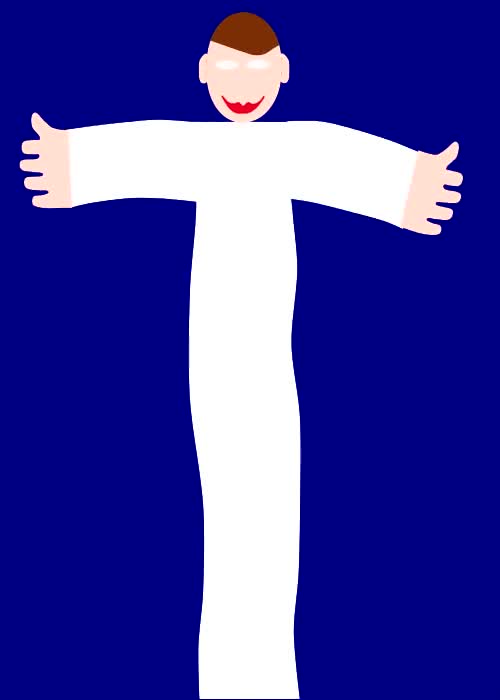 draw a video character waving its arms