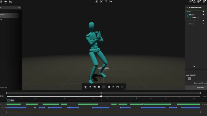 Record animations using a motion tracking suit including face ...