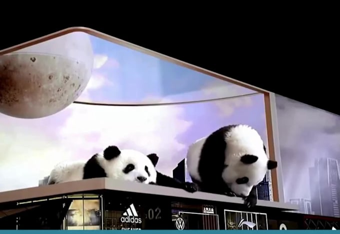 3d billboard animation, anamorphic led screen ads, product mockups and showcases