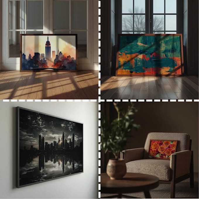 insert your design into realistic wall art mockups