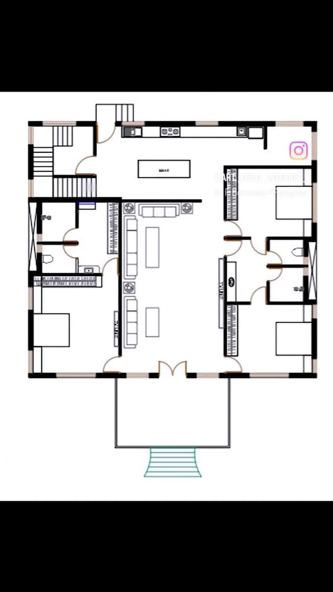 create  interior floor plan in autocad and  photoshop