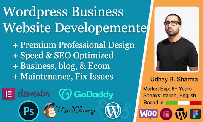 build wordpress business website store, design, fix, SEO, speed in USA, italy