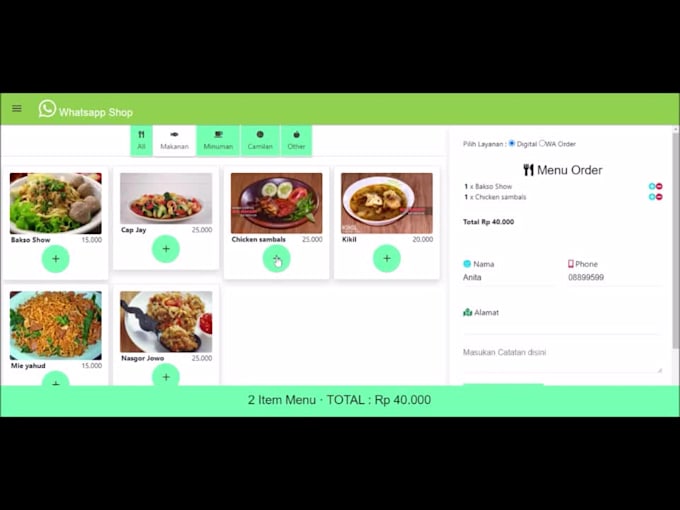 website whatsapp shop and pos point of sale app