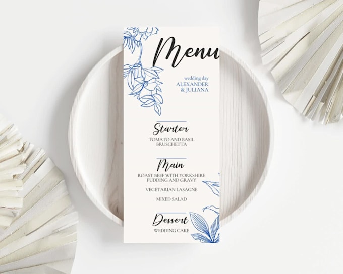 Create a elegant menu for your wedding by Saliha_sg | Fiverr