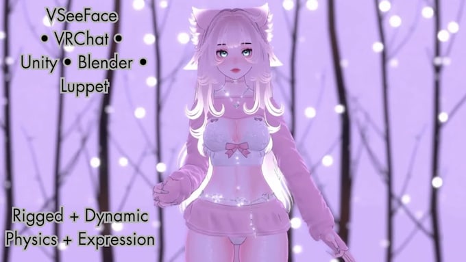 Anime vtuber avatar rig 3d vrchat vseeface model for streaming vr game ...