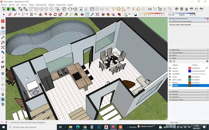 modelo 3d en sketchup a partir de un plano arquitectónico 2d
