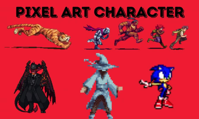 Design pixel art character, pixel art sprite sheet, pixel art animation ...