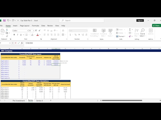 Create cap table for your company by Financials7 Fiverr