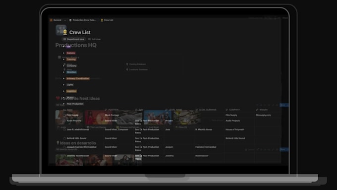 build a notion workspace to optimise your film production workflow