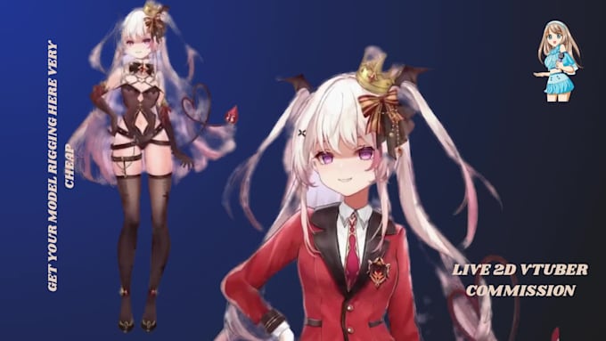 draw and rig live2d vtuber model, 2d vtuber model live2d vtuber commission