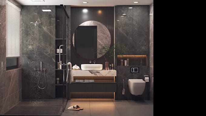 design functional kitchen,  bathroom layout with 3d rendering