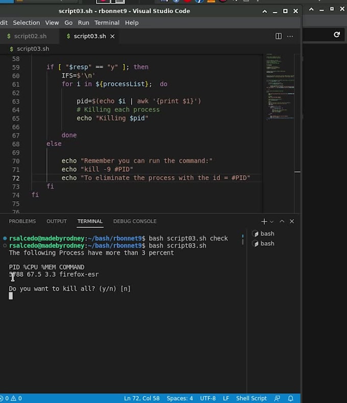 Creare uno script per la shell bash di linux