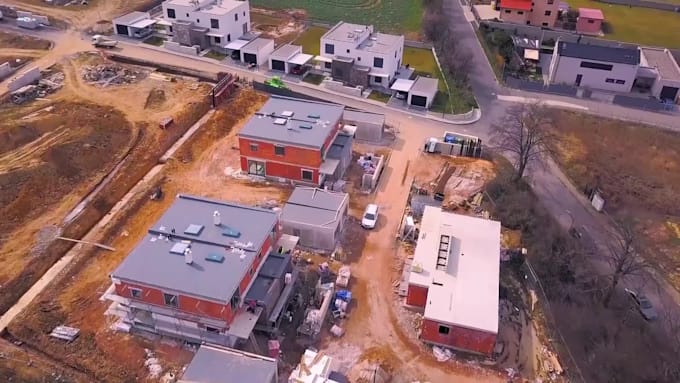 do real estate drone video with motion graphics