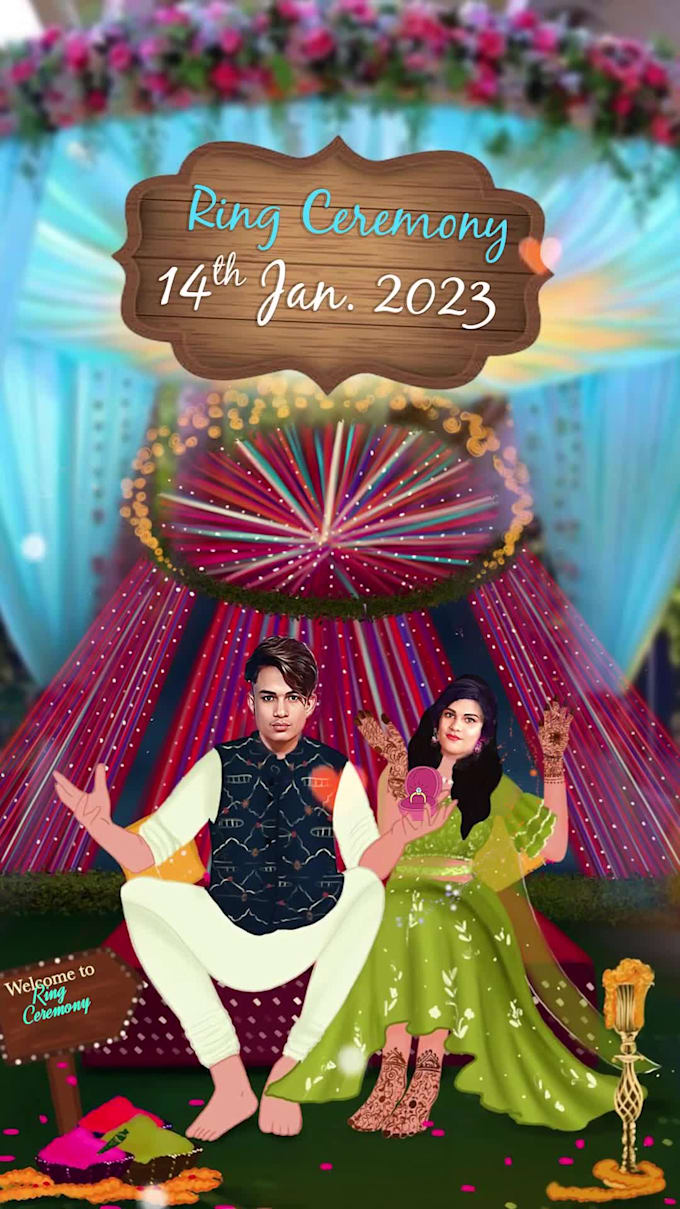 create wedding invitation with caricature