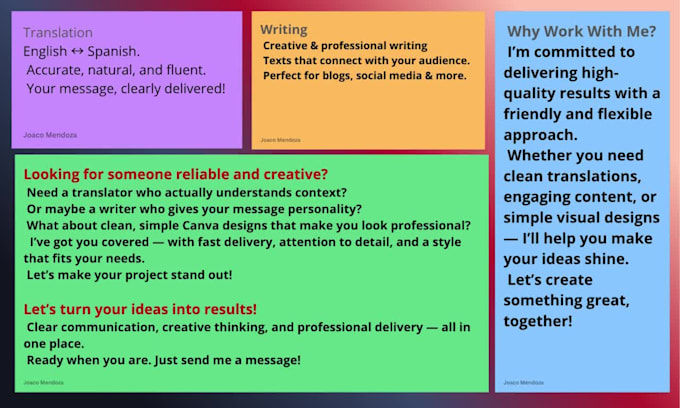 create simple canva designs, translate and write content