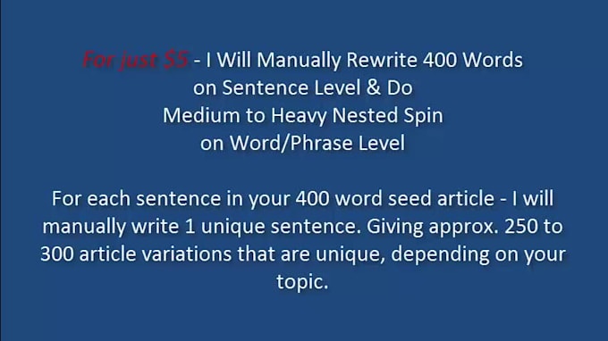 manually and creatively rewrite up to 500 Words