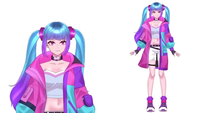 draw live2d vtuber model, 2d vtuber model, live2d rigging anime vtuber model