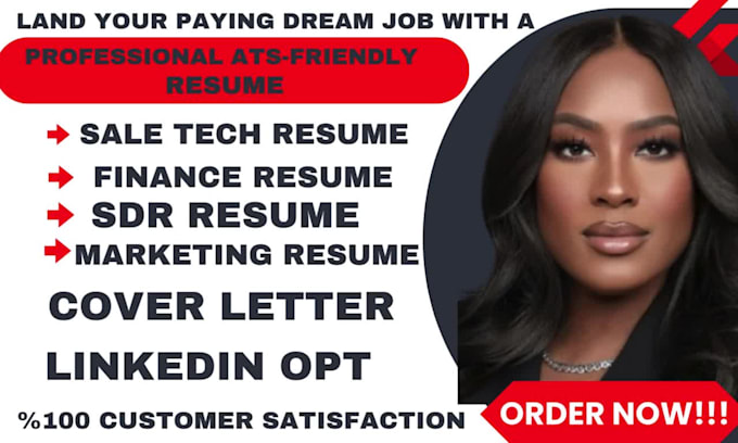 write sales tech resume, marketing, banking, sdr, finance, vp, and accounting
