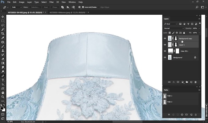 create a ghost mannequin effect clothing neck joint service