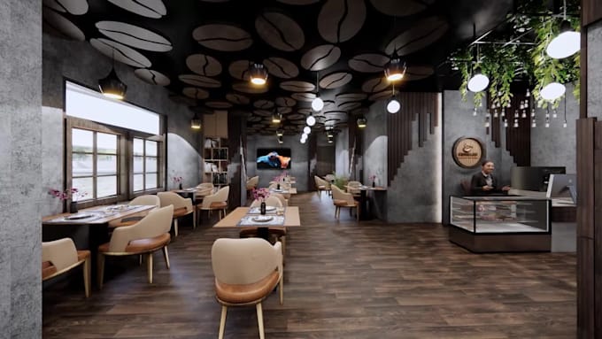 do restaurant, cafe, retail stores interior design and rendering