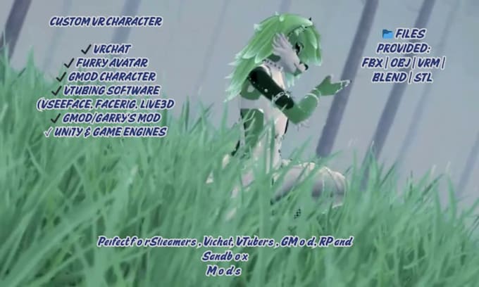 design custom 3d vtuber avatar, anime vrchat avatar, gmod model for streaming