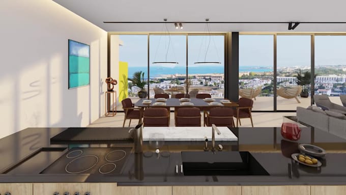 create house interior design and 3d rendering