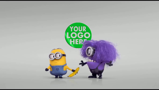 add logo and text funny minion video promo