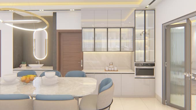 make interior design, 3d model, realistic rendering