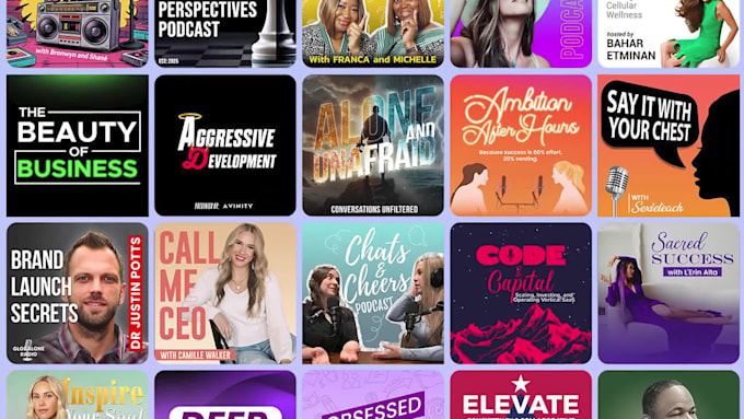design podcast cover art, apple or spotify podcast logo