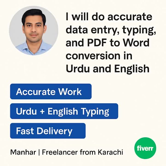 do urdu data entry, PDF to word typing, and english conversion and edit in repts