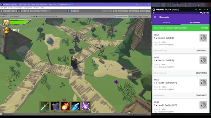 create a blockchain based game in unity
