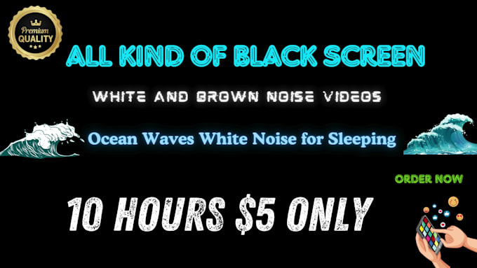 create 10 hour black screen rain video, fireplace, white and brown noise