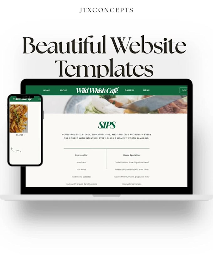 provide a modern showit restaurant website template